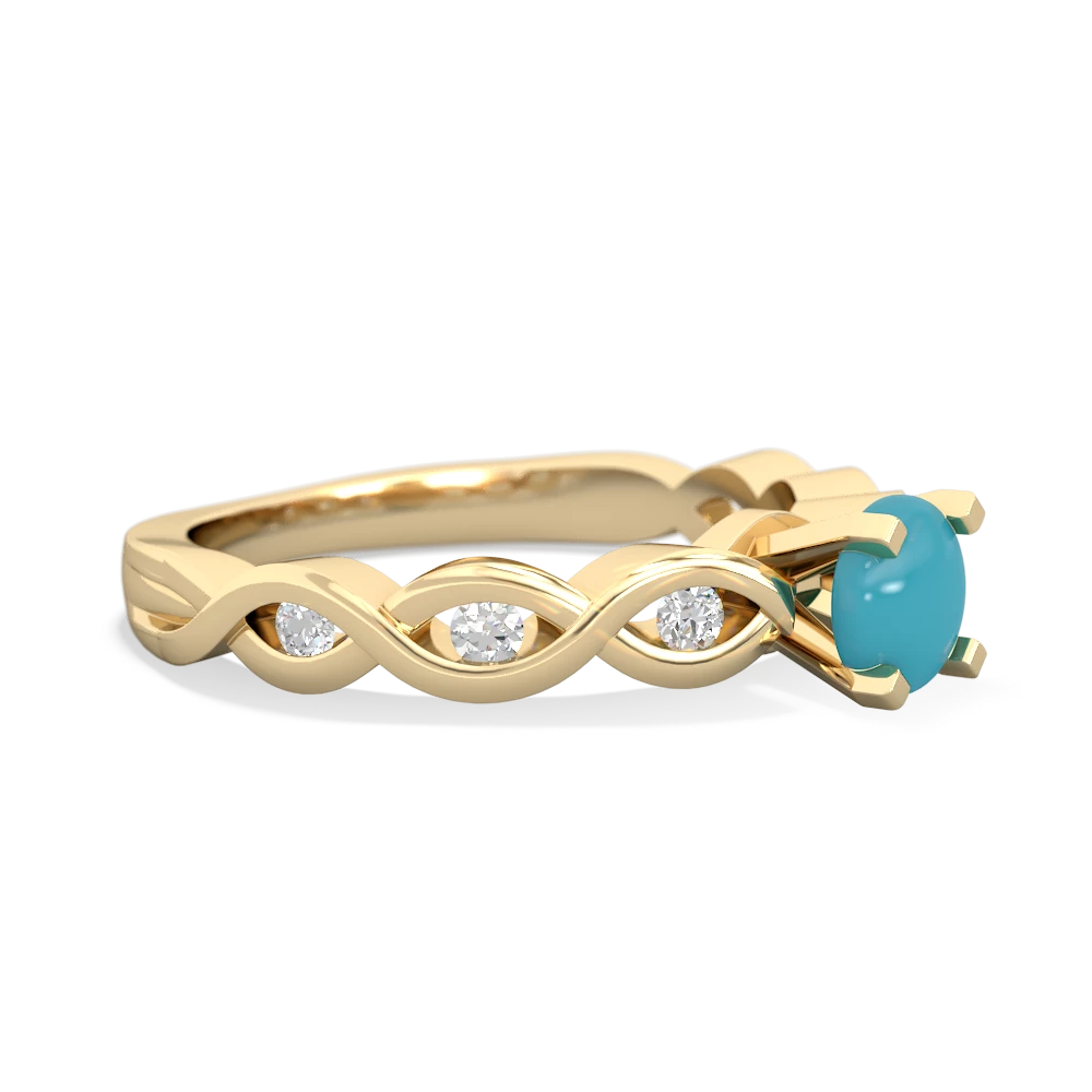 Turquoise Infinity 5Mm Round Engagement 14K Yellow Gold ring R26315RD