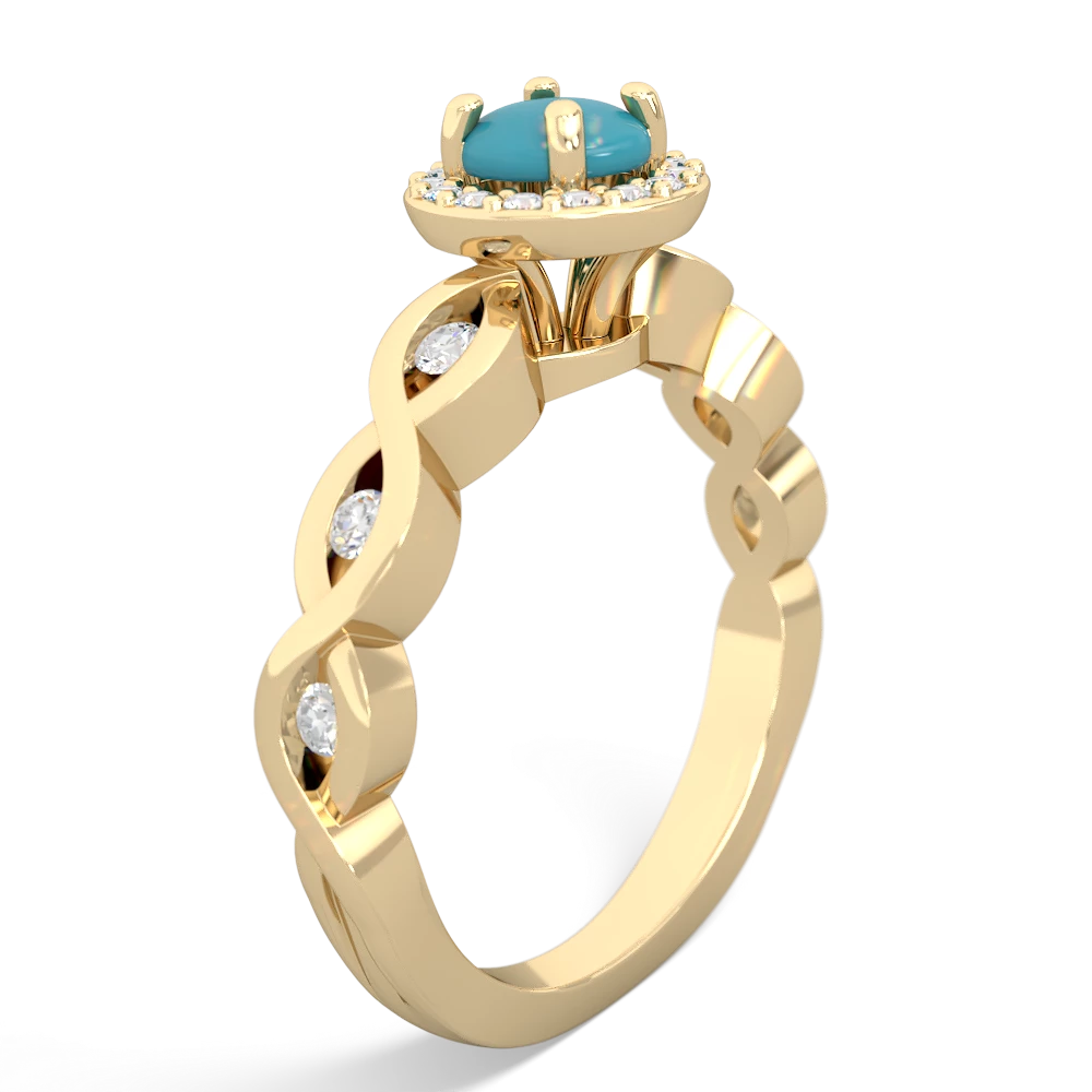 Turquoise Infinity Halo Engagement 14K Yellow Gold ring R26315RH