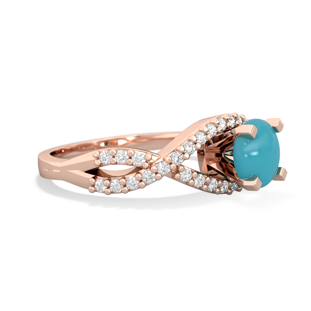 Turquoise Diamond Twist 6Mm Round Engagment  14K Rose Gold ring R26406RD