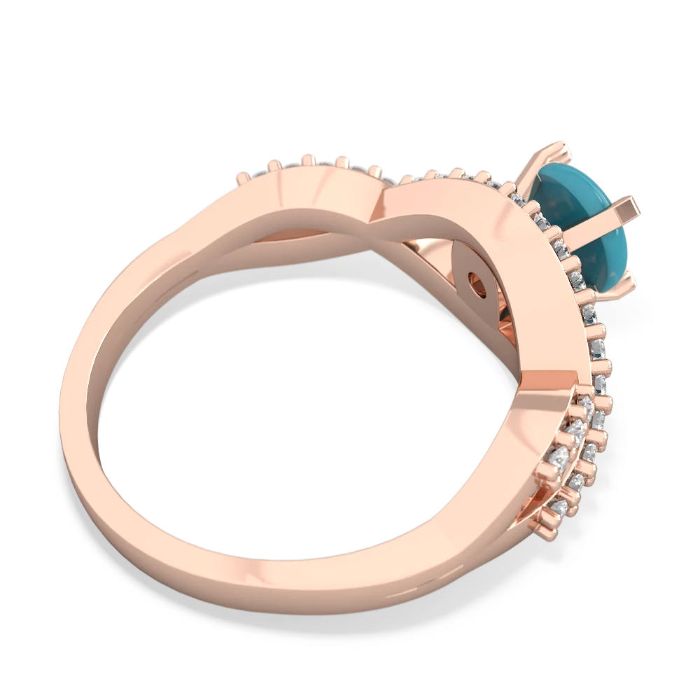 Turquoise Diamond Twist 6Mm Round Engagment  14K Rose Gold ring R26406RD