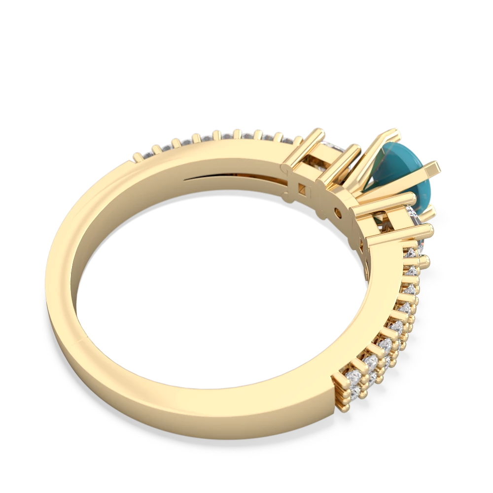 Turquoise Classic 5Mm Round Engagement 14K Yellow Gold ring R26435RD