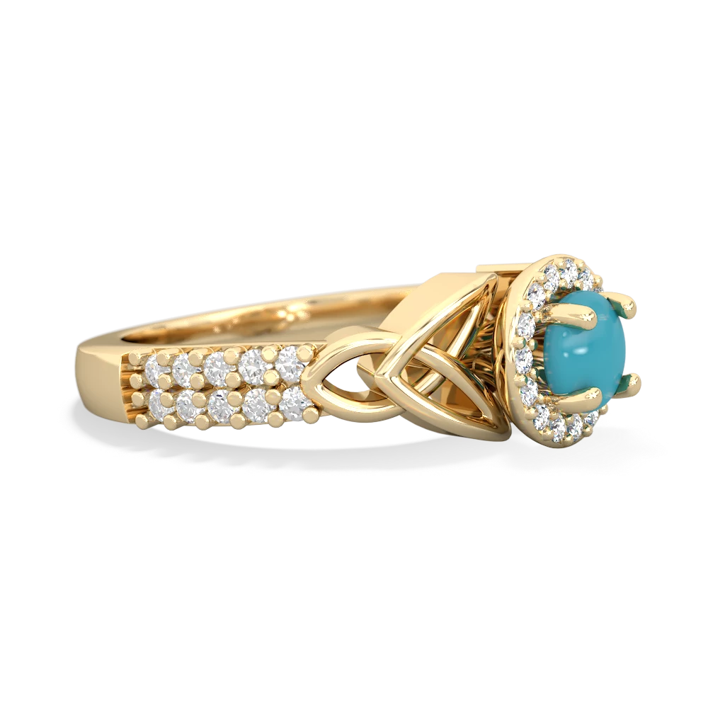 Turquoise Celtic Knot Halo 14K Yellow Gold ring R26445RH