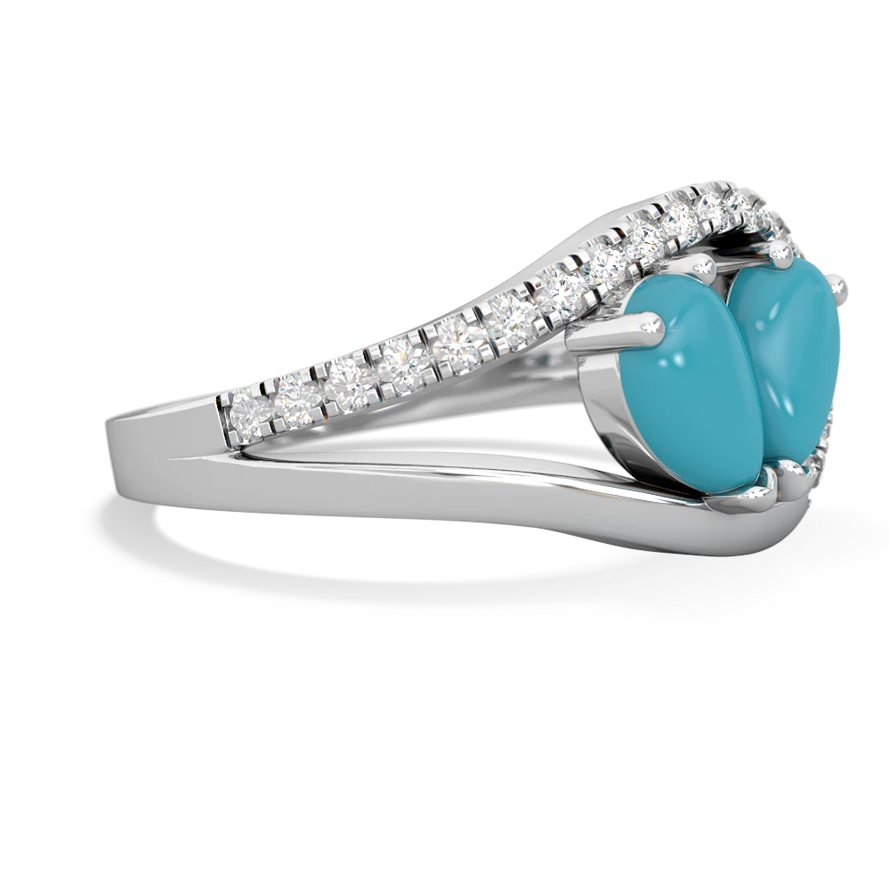 Turquoise Nestled Heart Keepsake 14K White Gold ring R5650