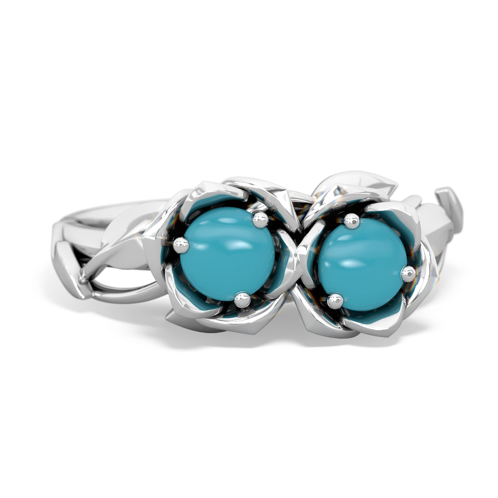 Turquoise Rose Garden 14K White Gold ring R5510