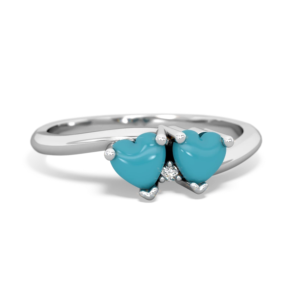 Turquoise Sweethearts 14K White Gold ring R5260