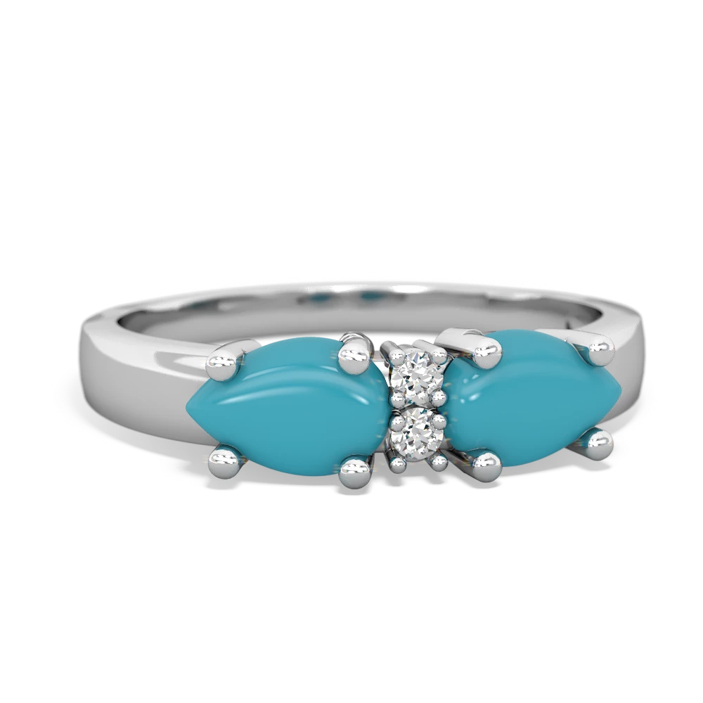 Turquoise Pear Bowtie 14K White Gold ring R0865