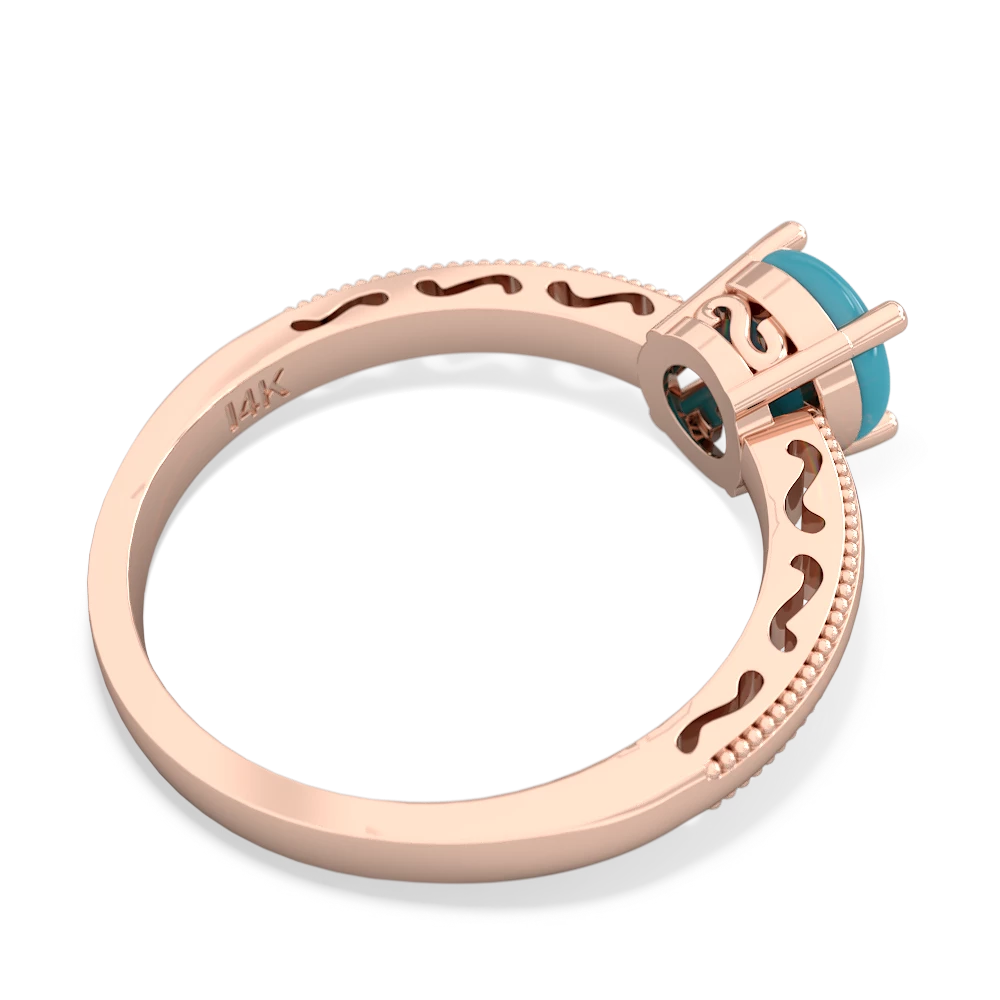 Turquoise Milgrain Filigree 14K Rose Gold ring R5090