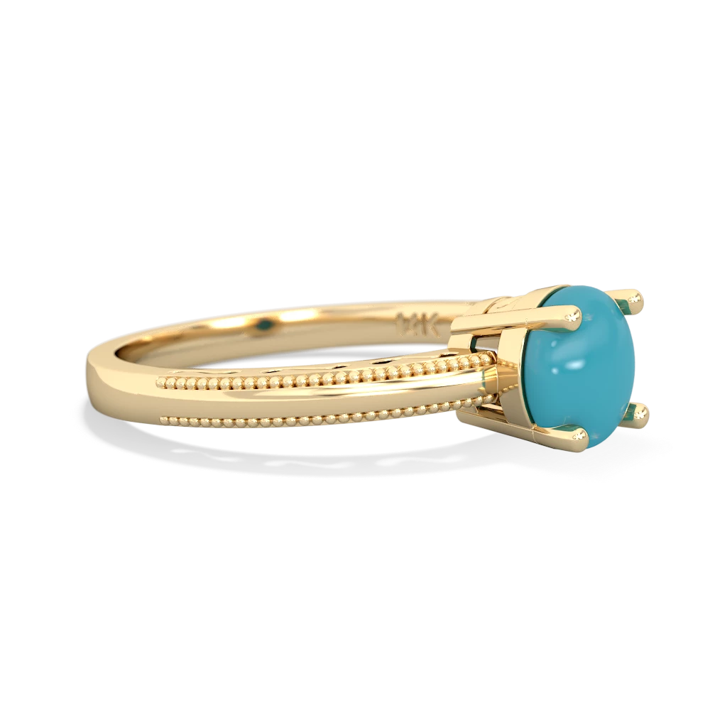 Turquoise Milgrain Filigree 14K Yellow Gold ring R5090