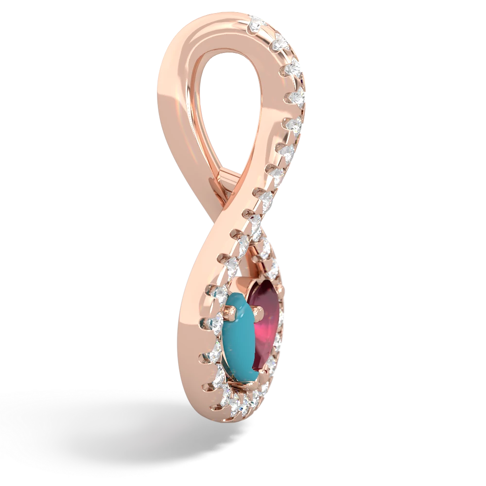 Turquoise Pave Twist 'One Heart' 14K Rose Gold pendant P5360