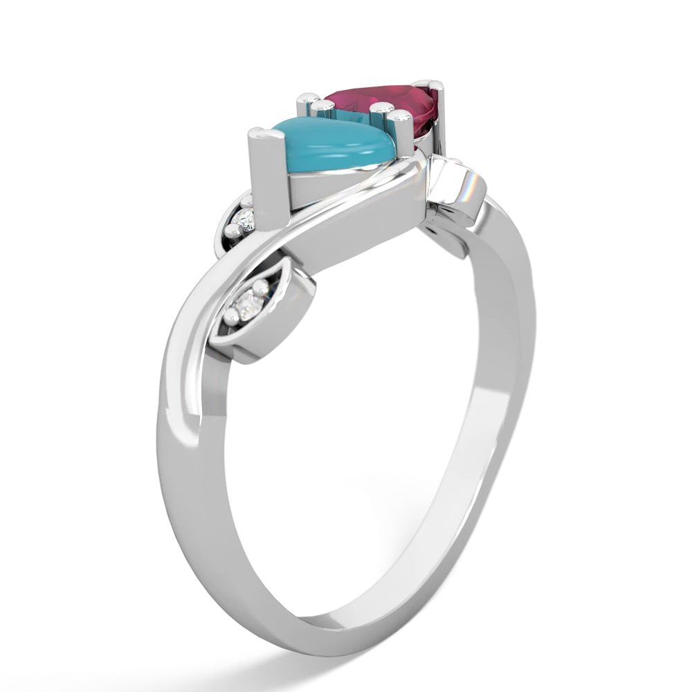 Turquoise Floral Elegance 14K White Gold ring R5790