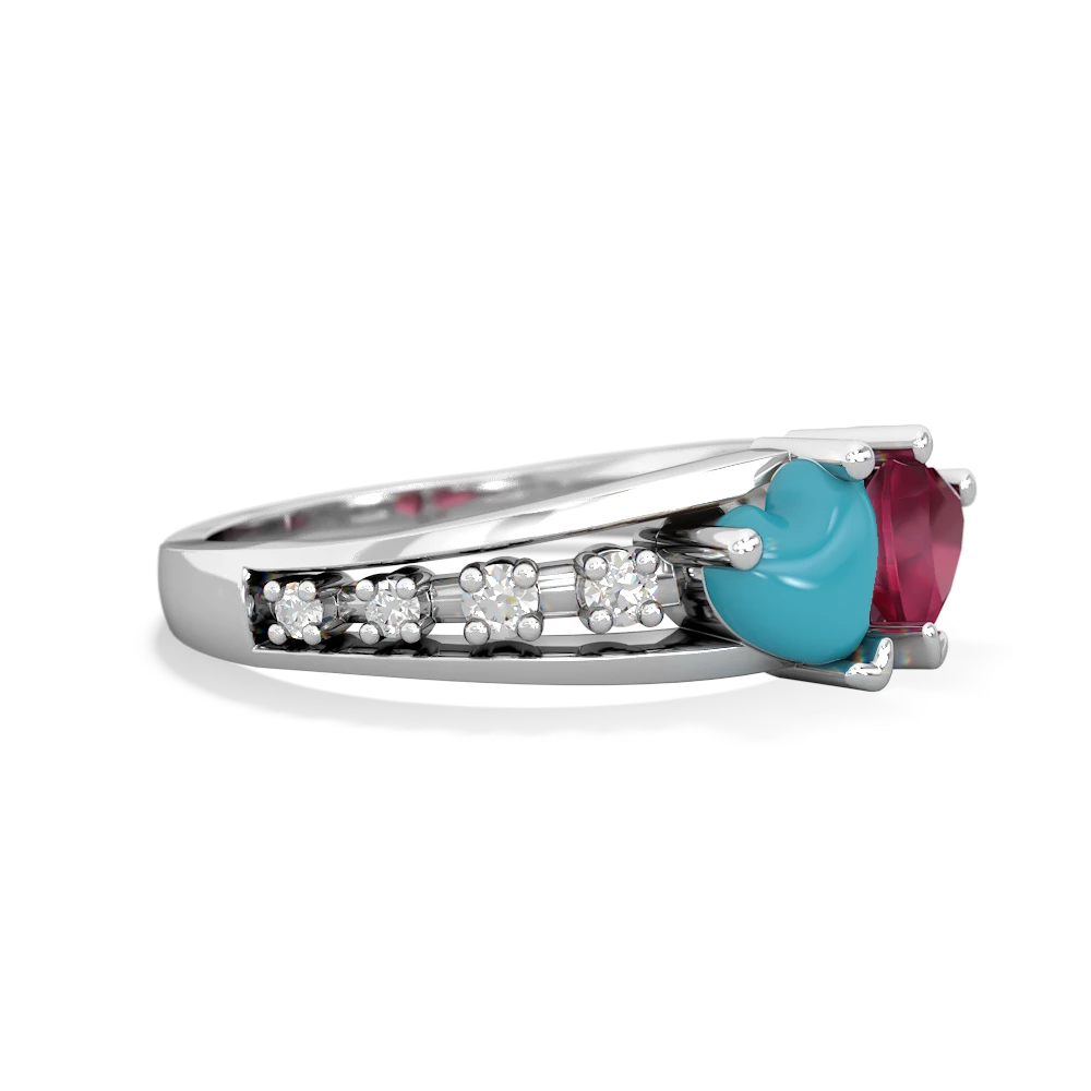 Turquoise Heart To Heart 14K White Gold ring R3342