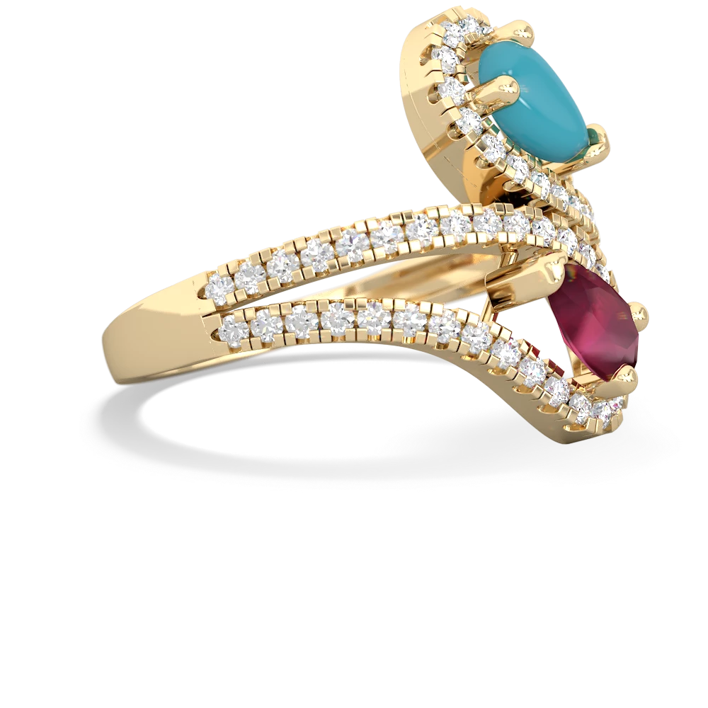 Turquoise Diamond Dazzler 14K Yellow Gold ring R3000