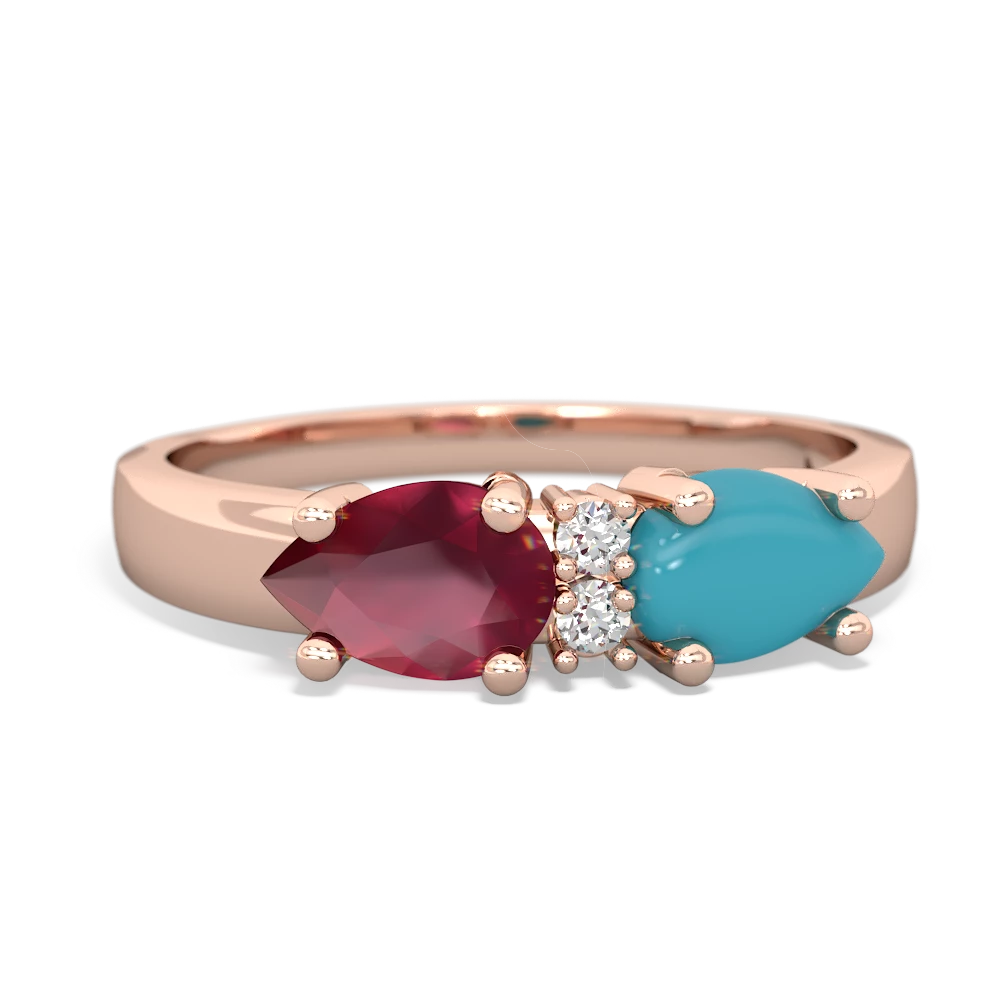 Turquoise Pear Bowtie 14K Rose Gold ring R0865