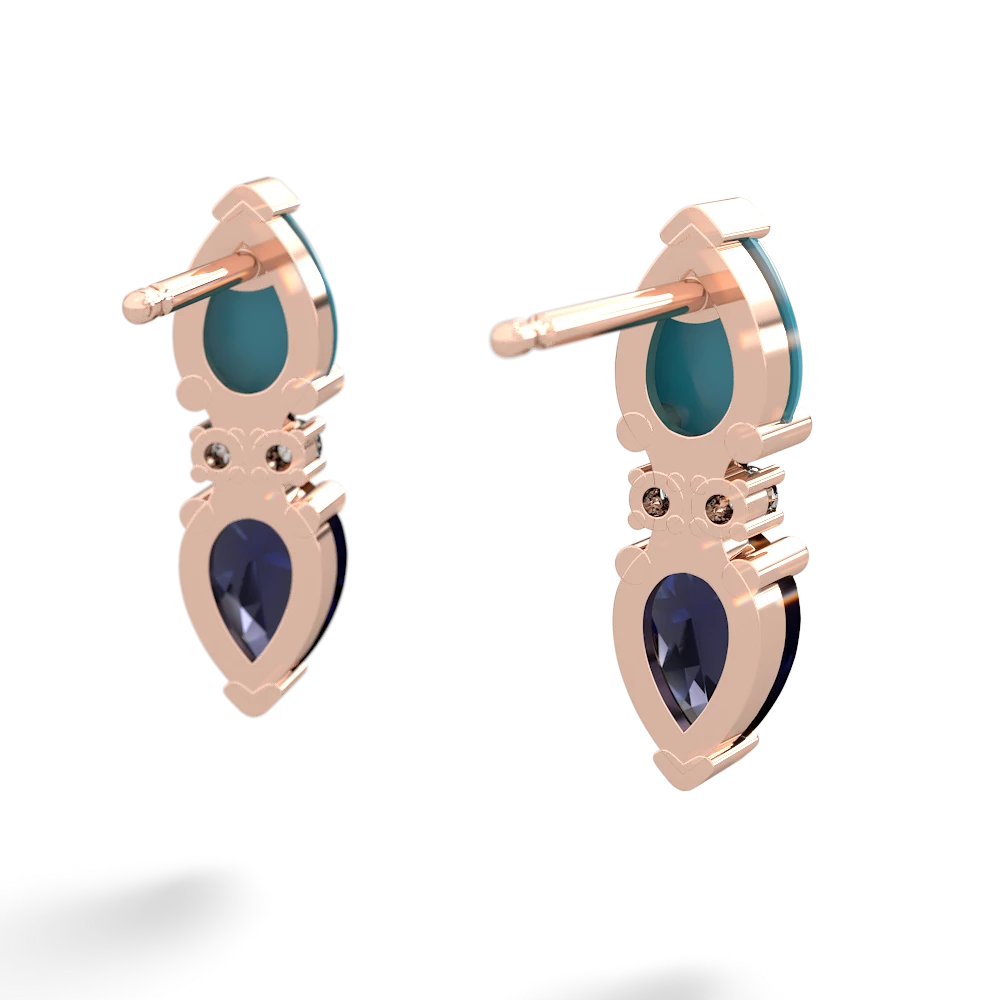 Turquoise Bowtie Drop 14K Rose Gold earrings E0865