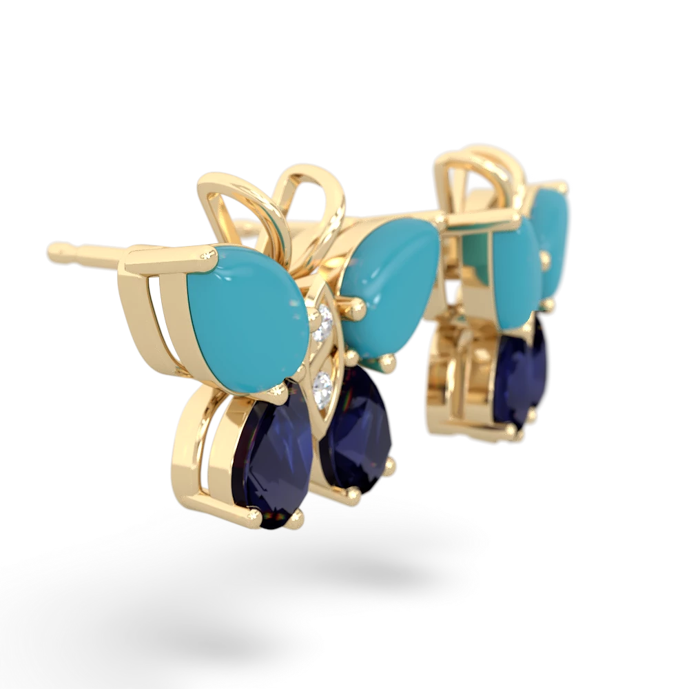 Turquoise Butterfly 14K Yellow Gold earrings E2215