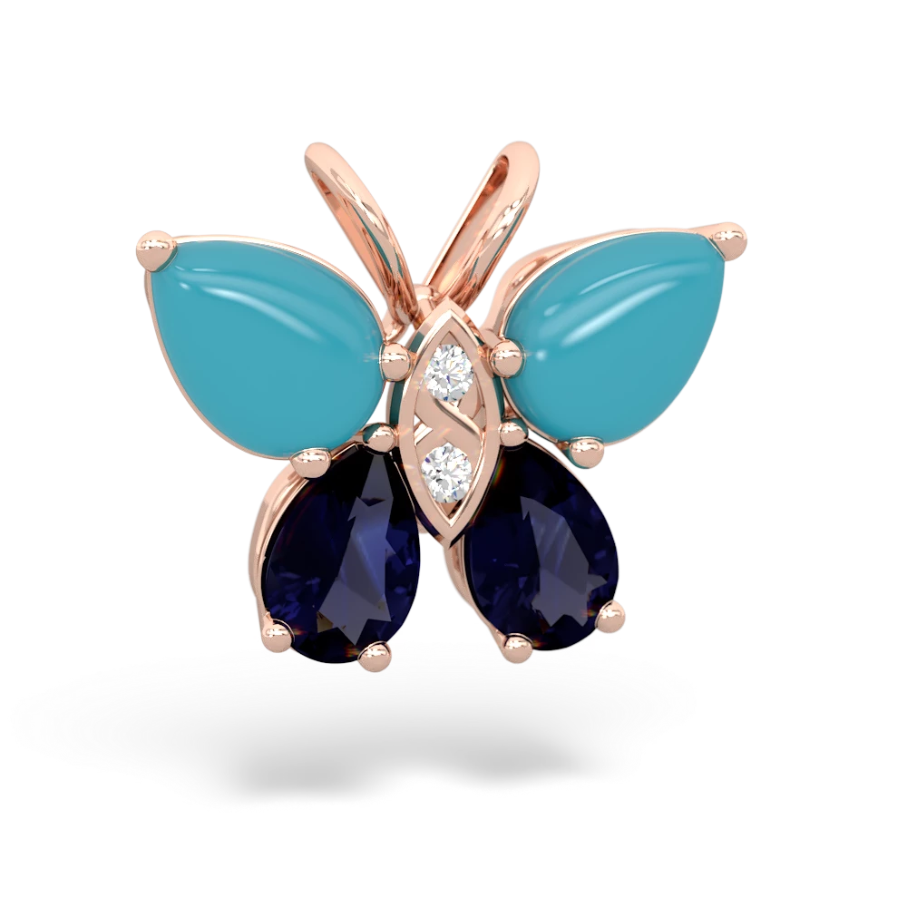 Turquoise Butterfly 14K Rose Gold pendant P2215