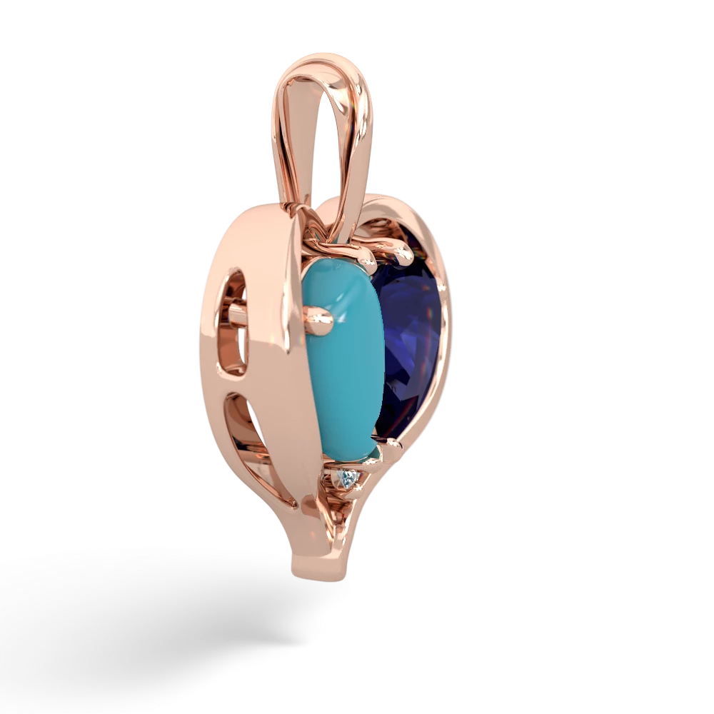 Turquoise Two Become One 14K Rose Gold pendant P5330