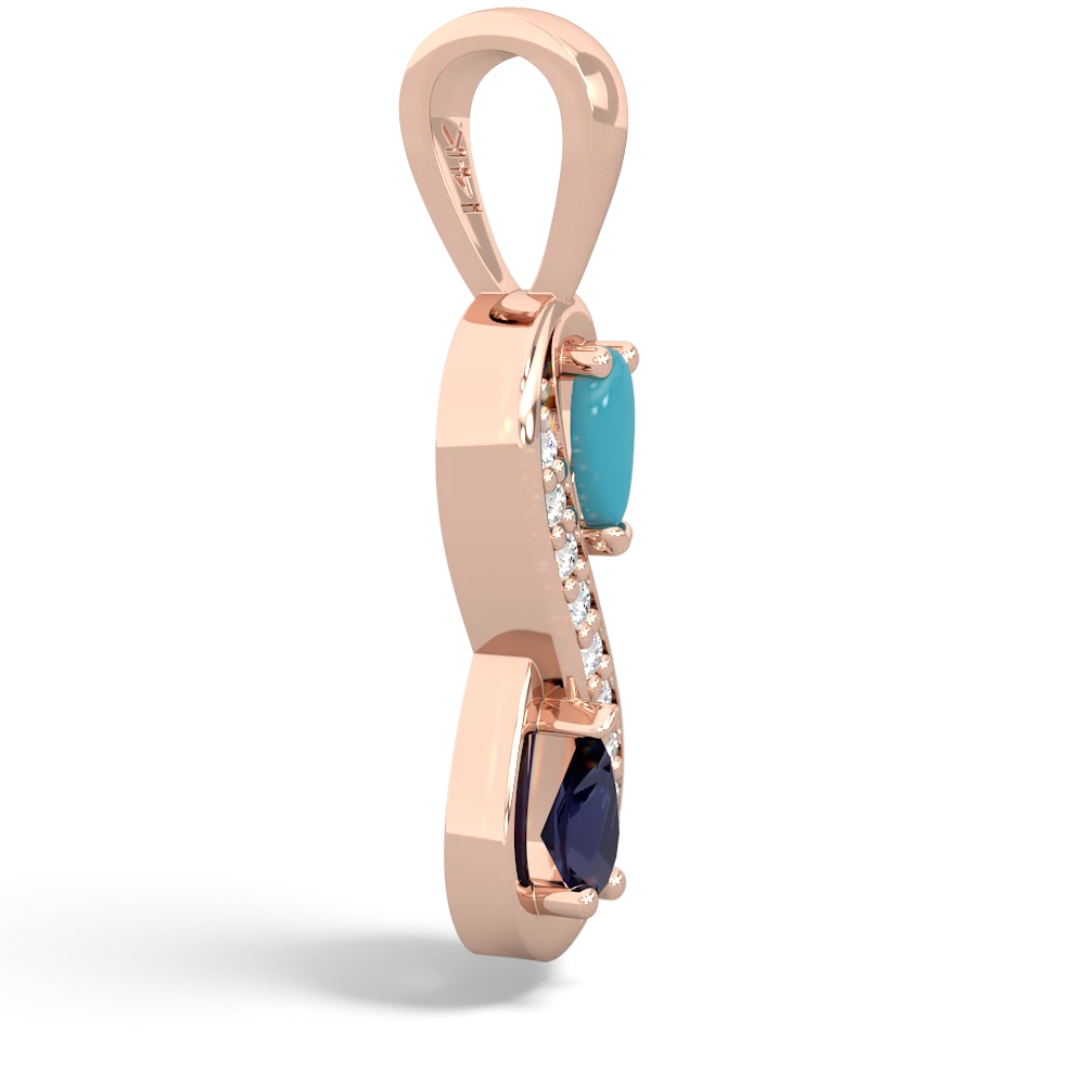 Turquoise Diamond Infinity 14K Rose Gold pendant P5390