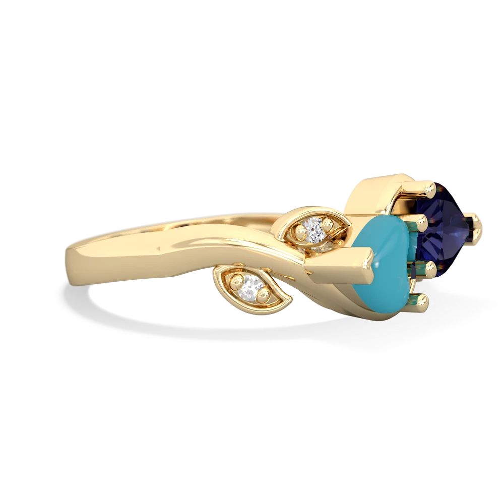 Turquoise Floral Elegance 14K Yellow Gold ring R5790