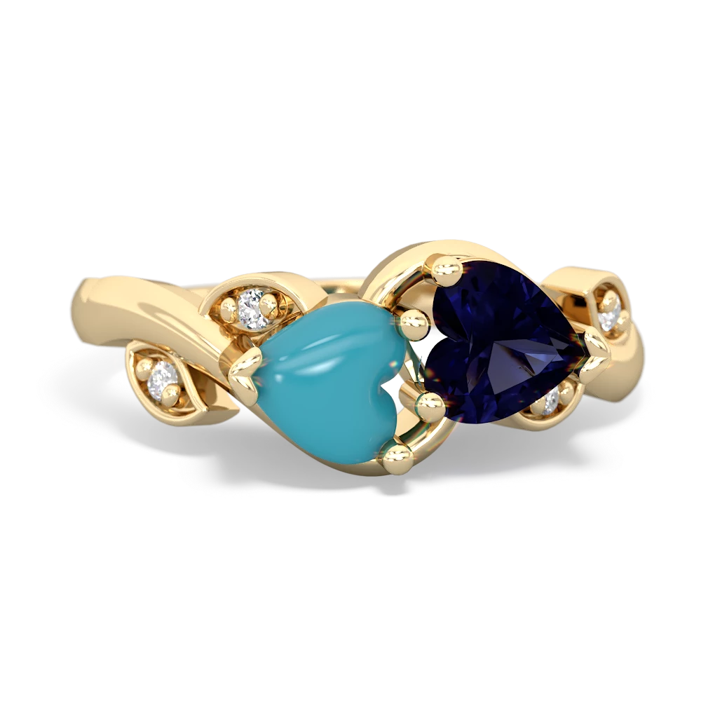 Turquoise Floral Elegance 14K Yellow Gold ring R5790