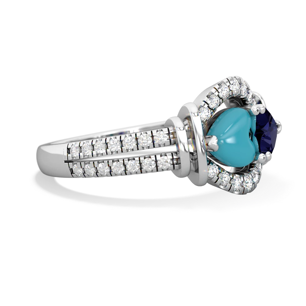 Turquoise Art-Deco Keepsake 14K White Gold ring R5630