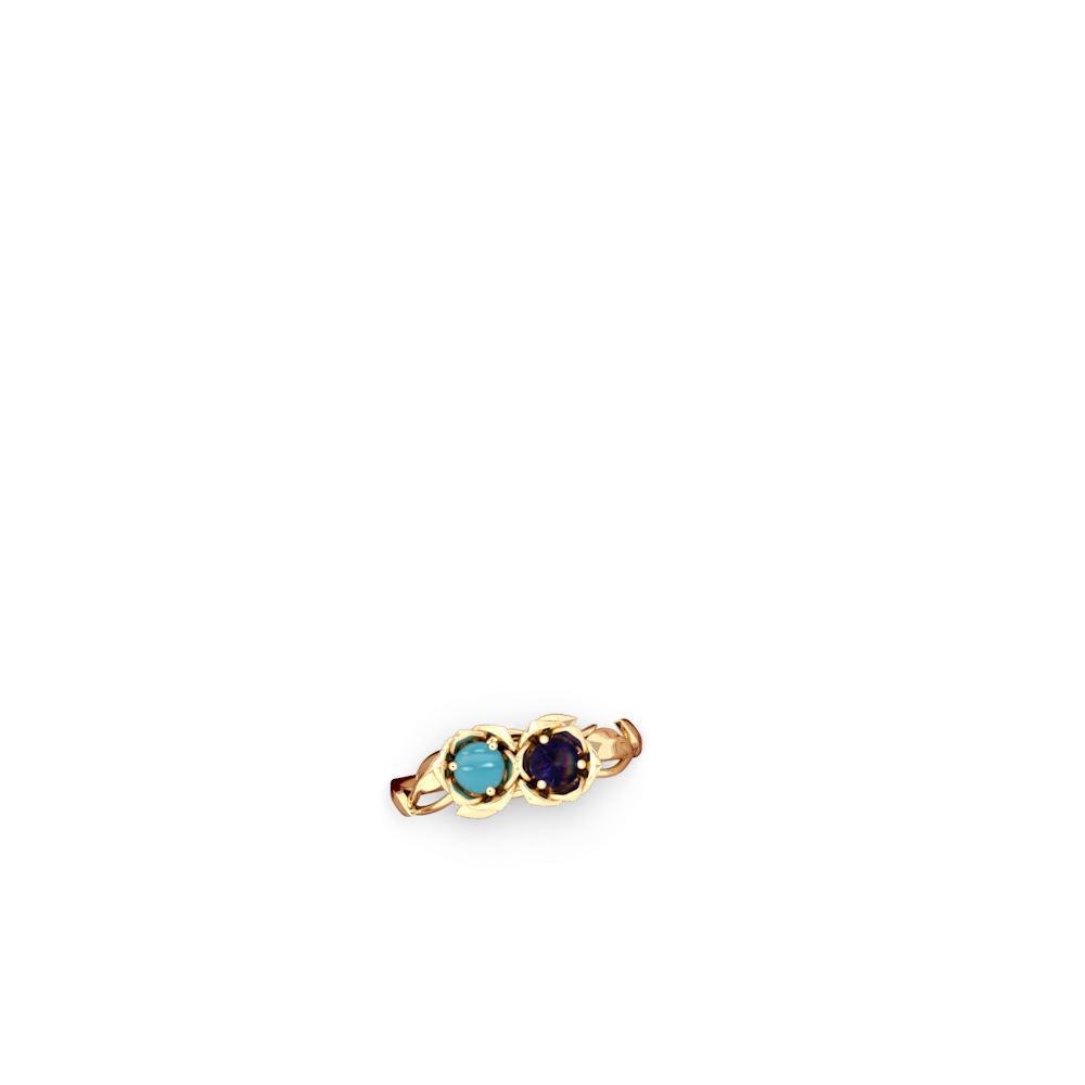 Turquoise Rose Garden 14K Yellow Gold ring R5510