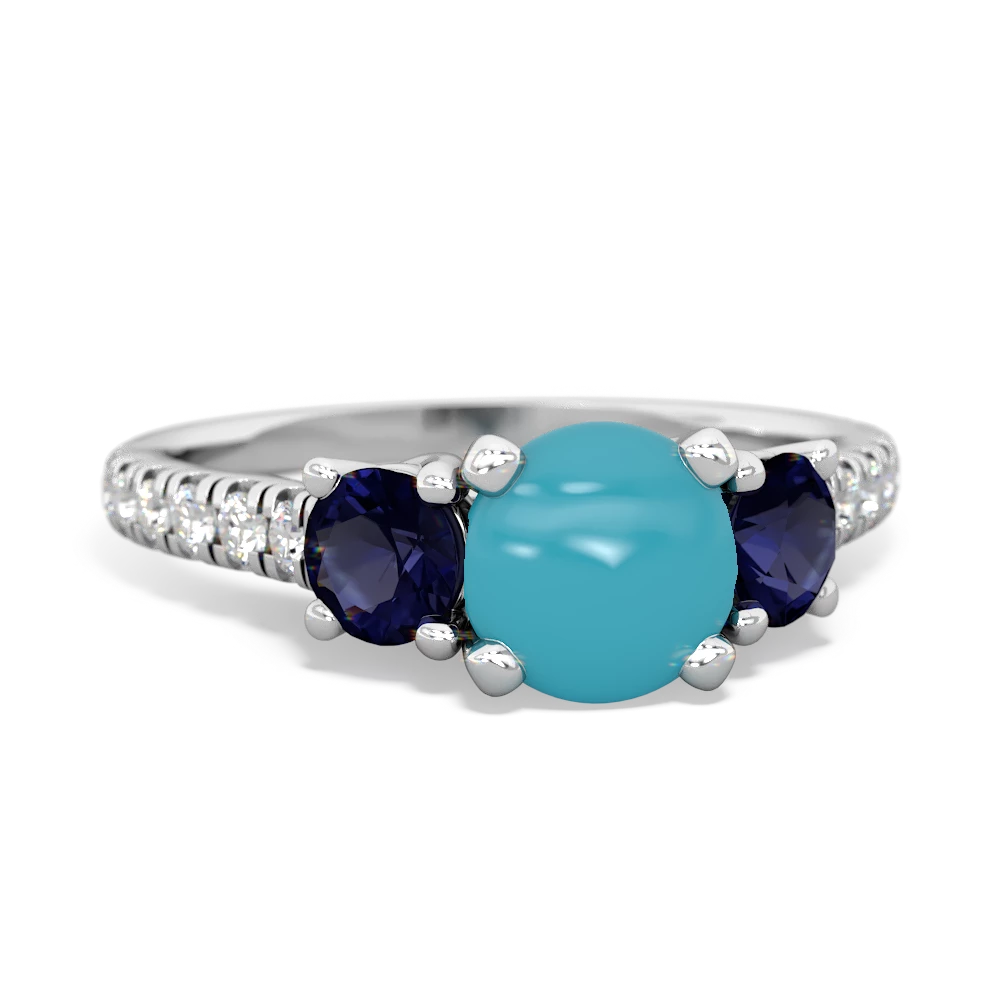 Turquoise Pave Trellis 14K White Gold ring R5500