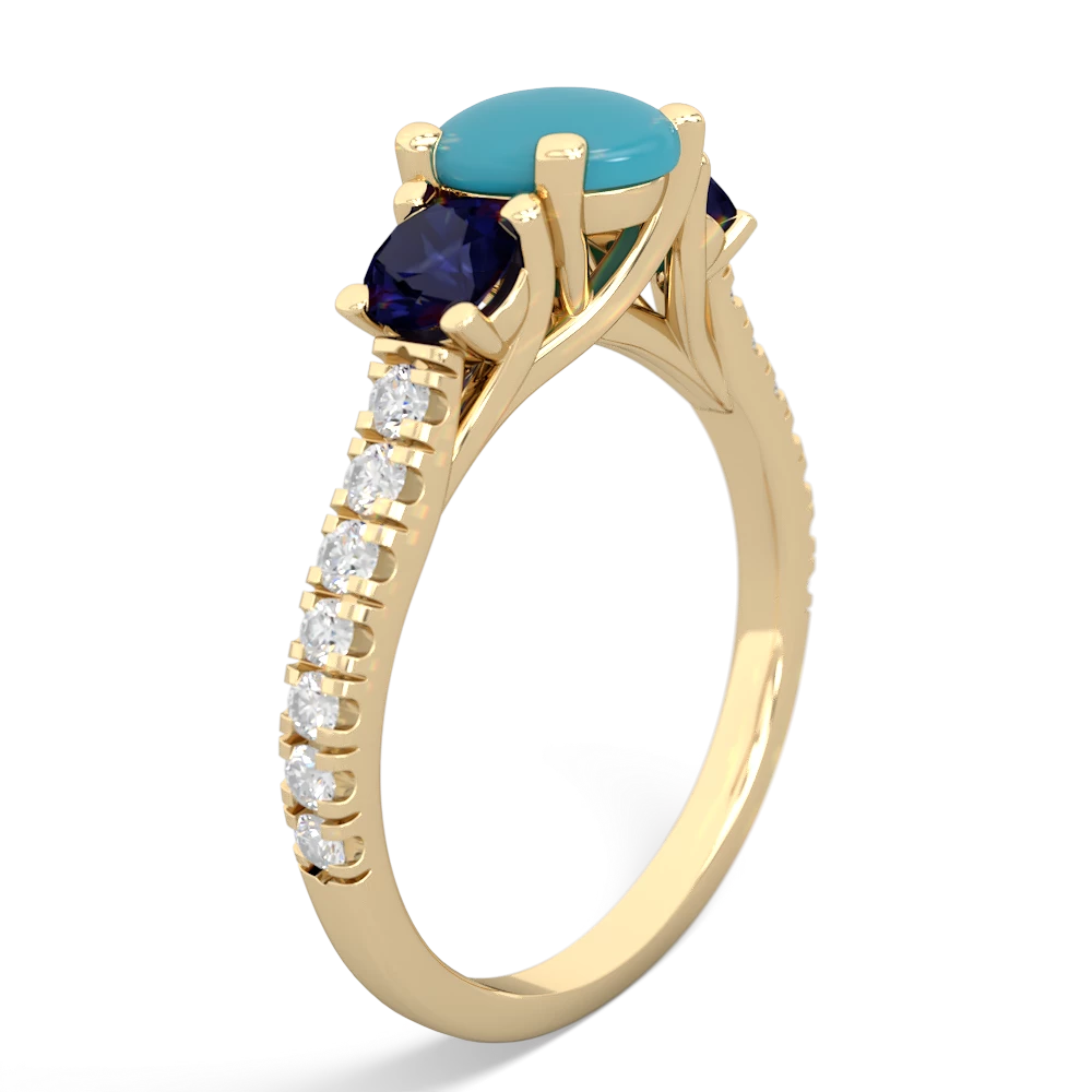 Turquoise Pave Trellis 14K Yellow Gold ring R5500