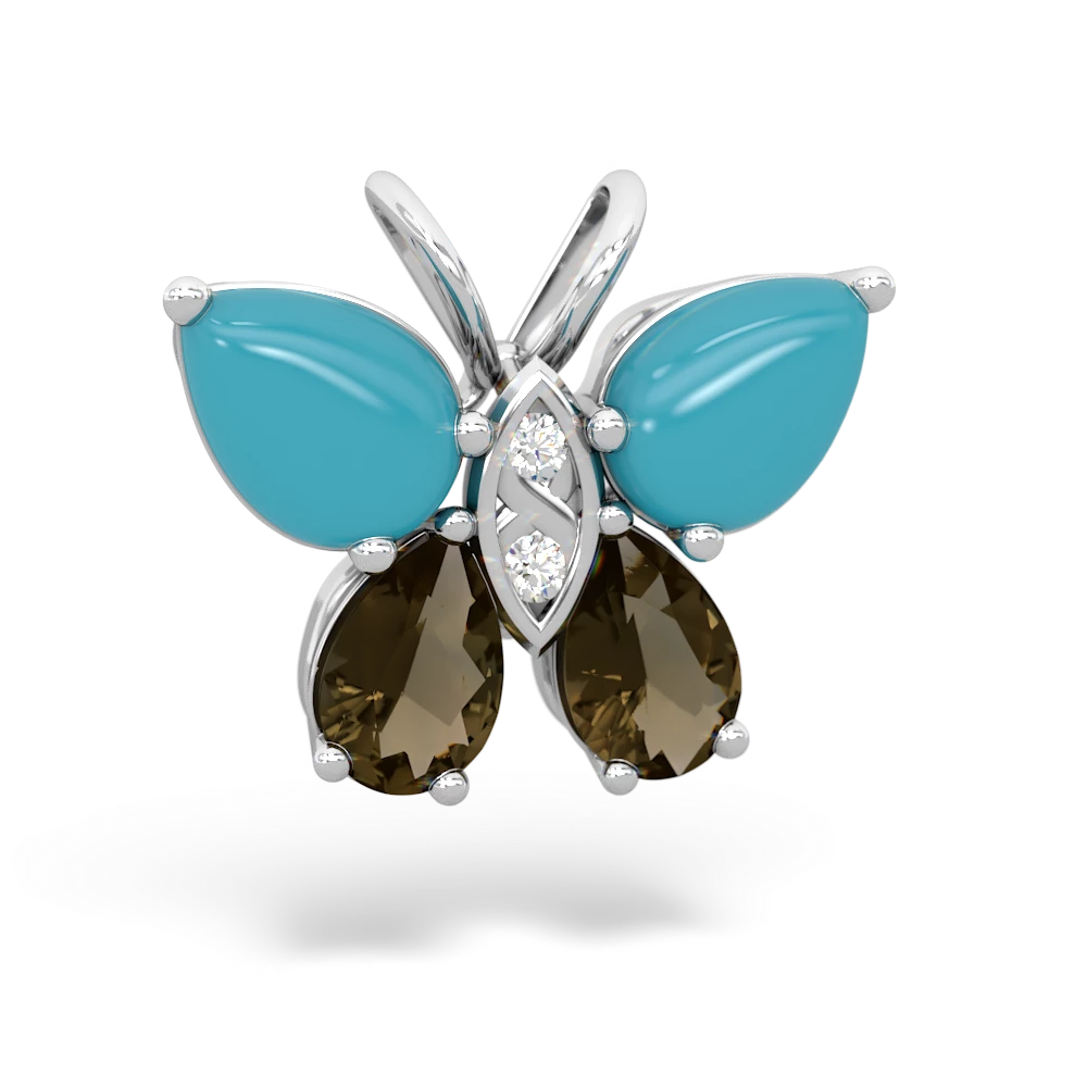 Turquoise Butterfly 14K White Gold pendant P2215