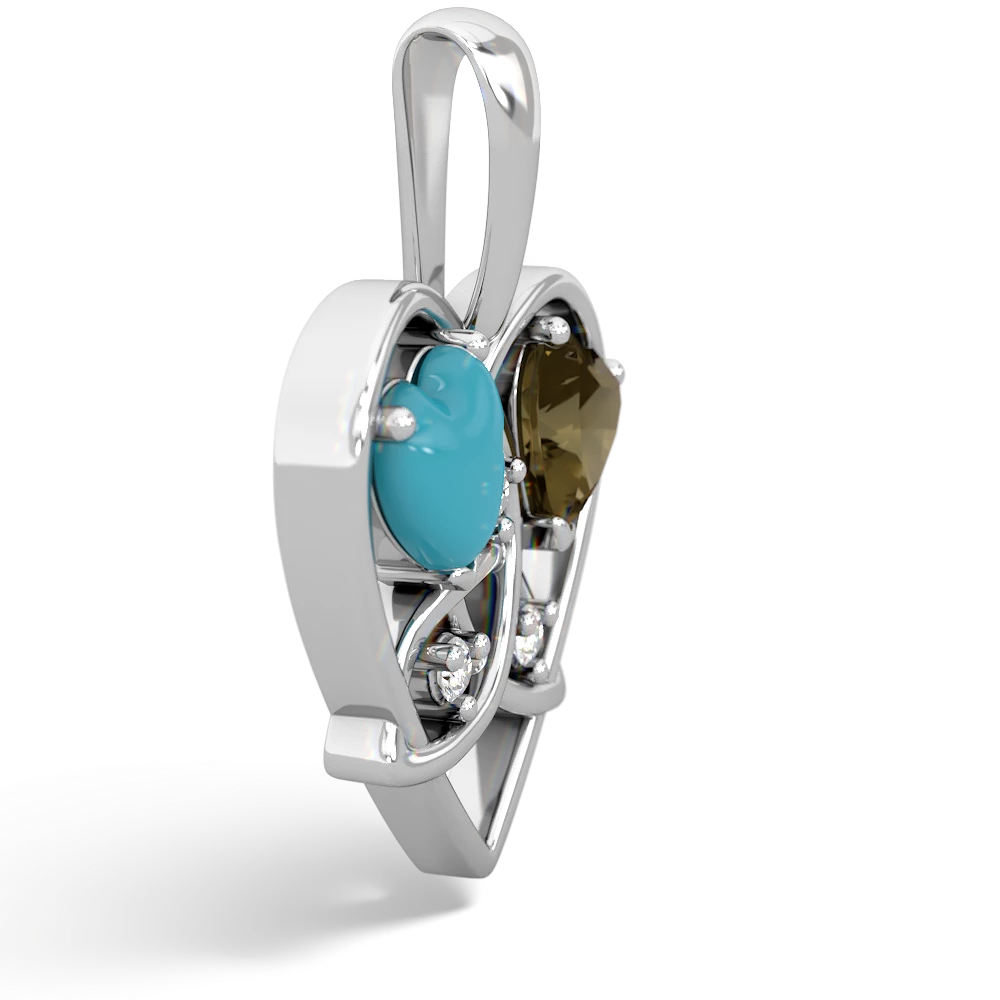 Turquoise Celtic Trinity Heart 14K White Gold pendant P5331