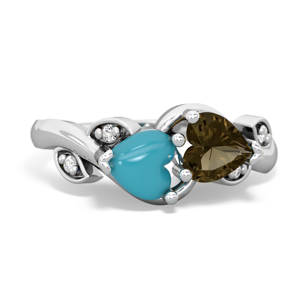 Turquoise Floral Elegance 14K White Gold ring R5790