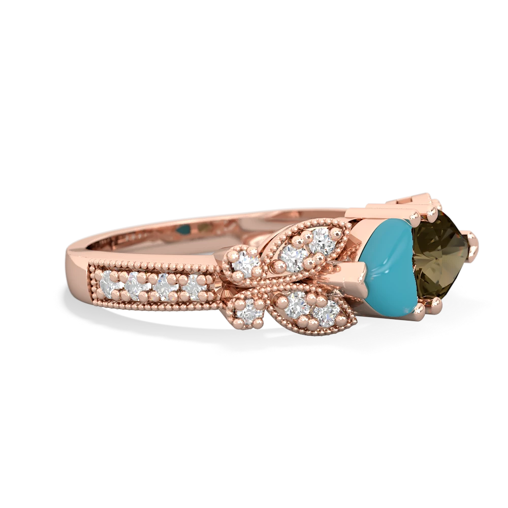 Turquoise Diamond Butterflies 14K Rose Gold ring R5601