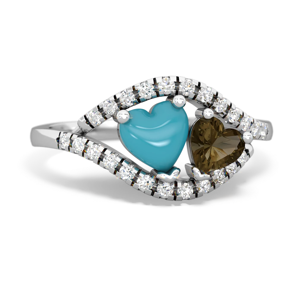 Turquoise Mother And Child 14K White Gold ring R3010