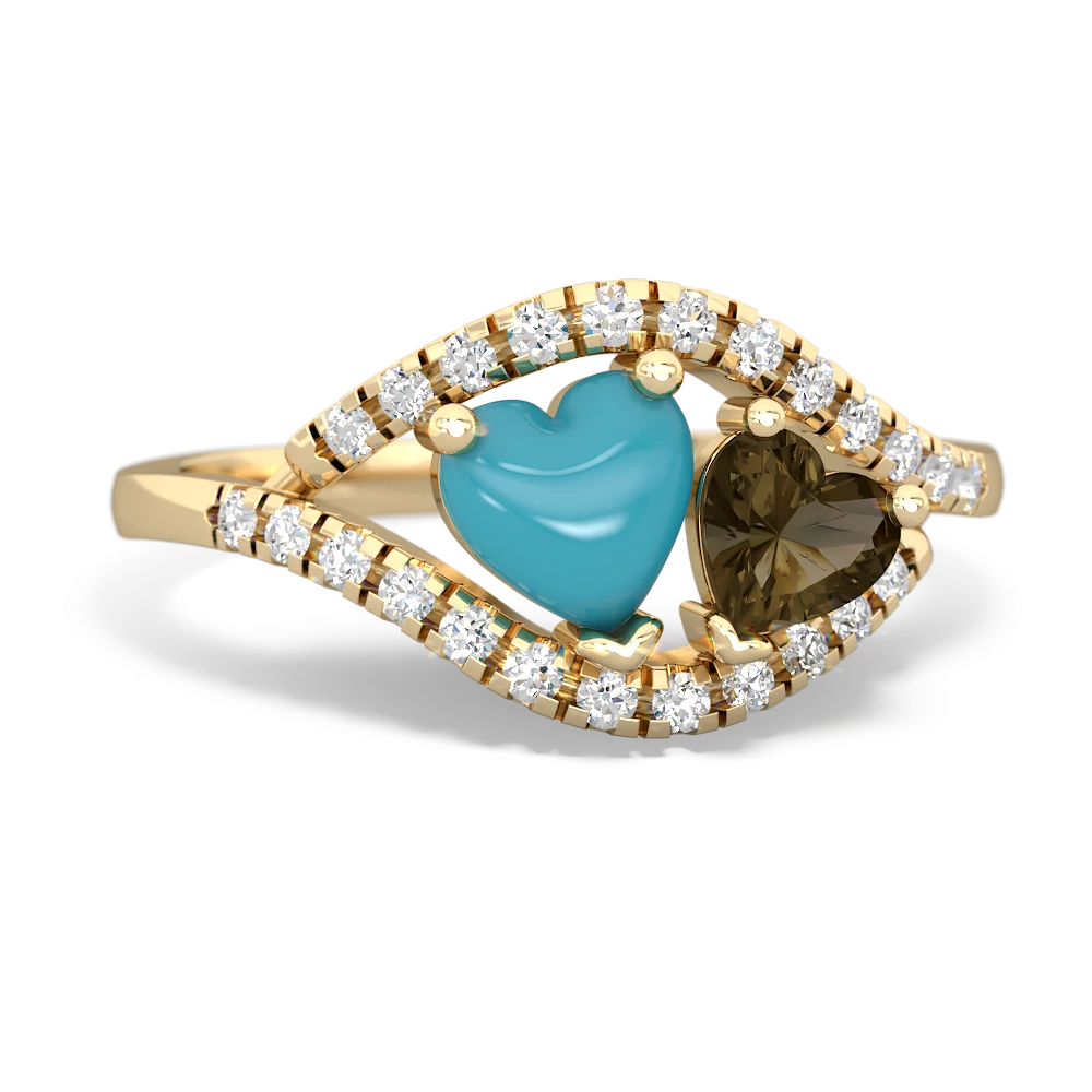 Turquoise Mother And Child 14K Yellow Gold ring R3010