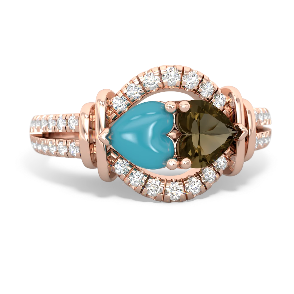 Turquoise Art-Deco Keepsake 14K Rose Gold ring R5630