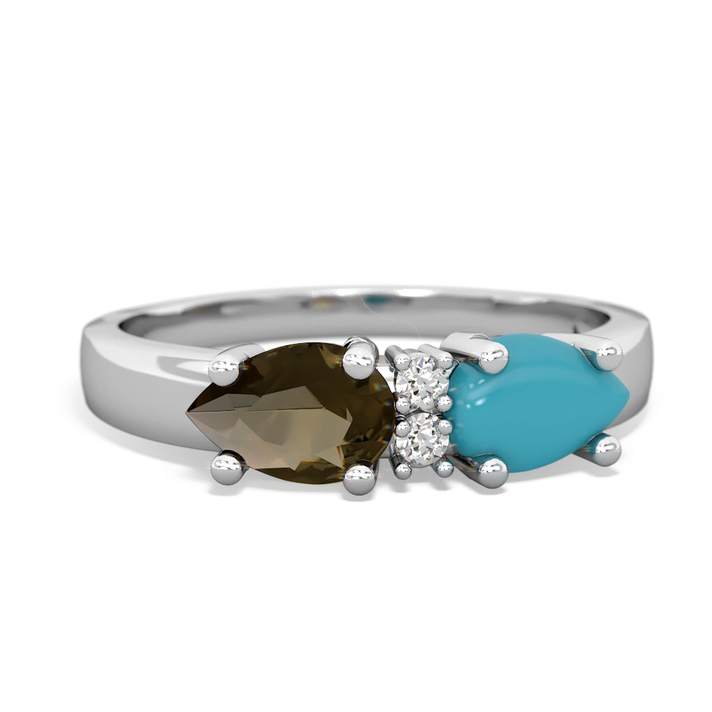 Turquoise Pear Bowtie 14K White Gold ring R0865