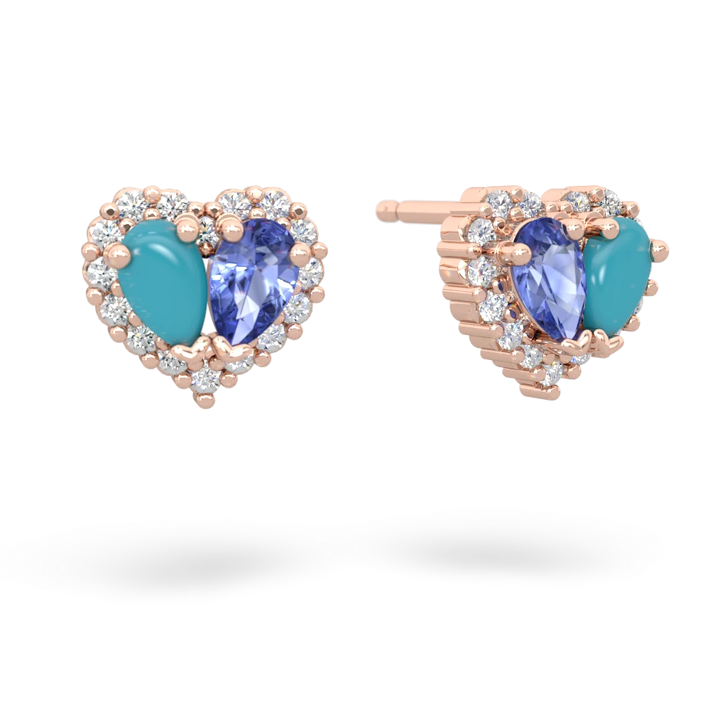 Turquoise Halo 14K Rose Gold earrings E7008