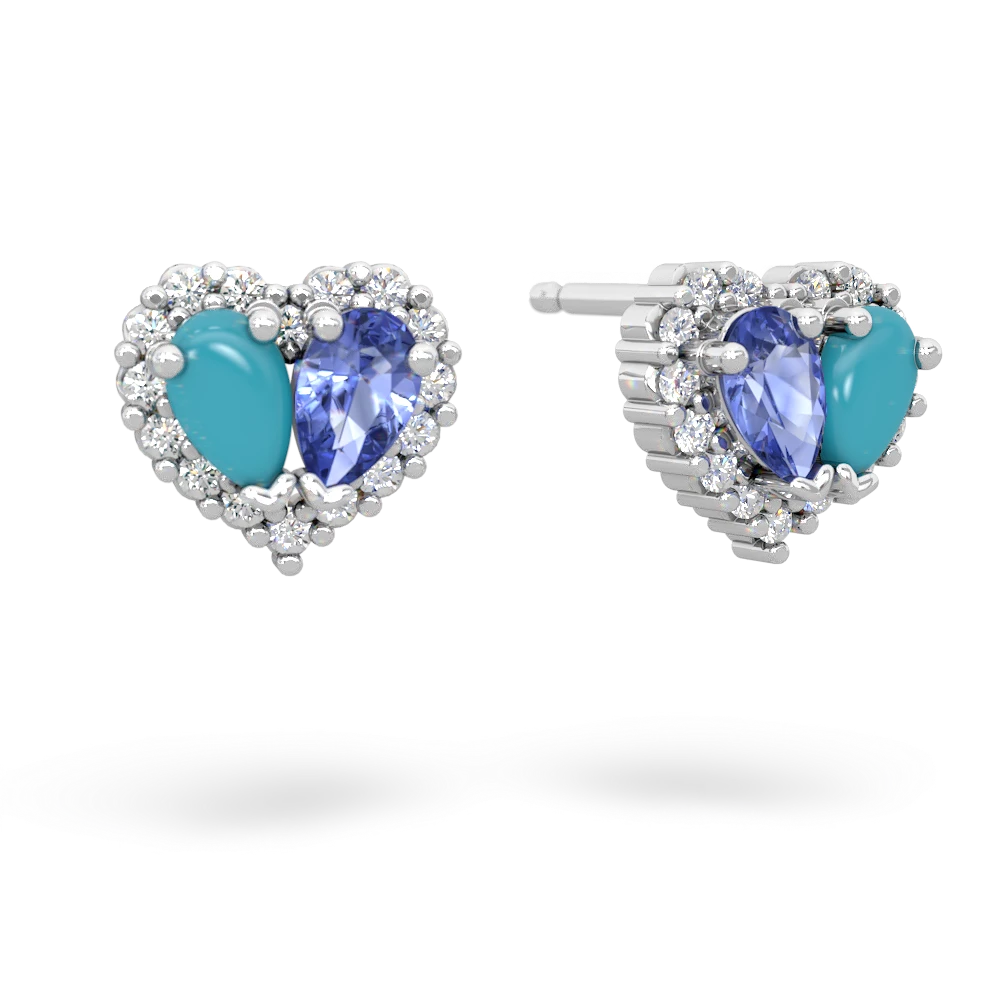 Turquoise Halo 14K White Gold earrings E7008