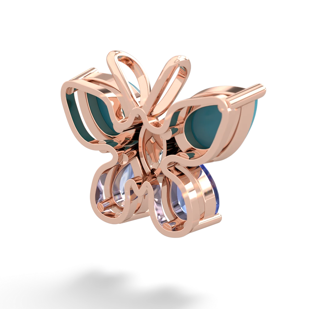 Turquoise Butterfly 14K Rose Gold pendant P2215