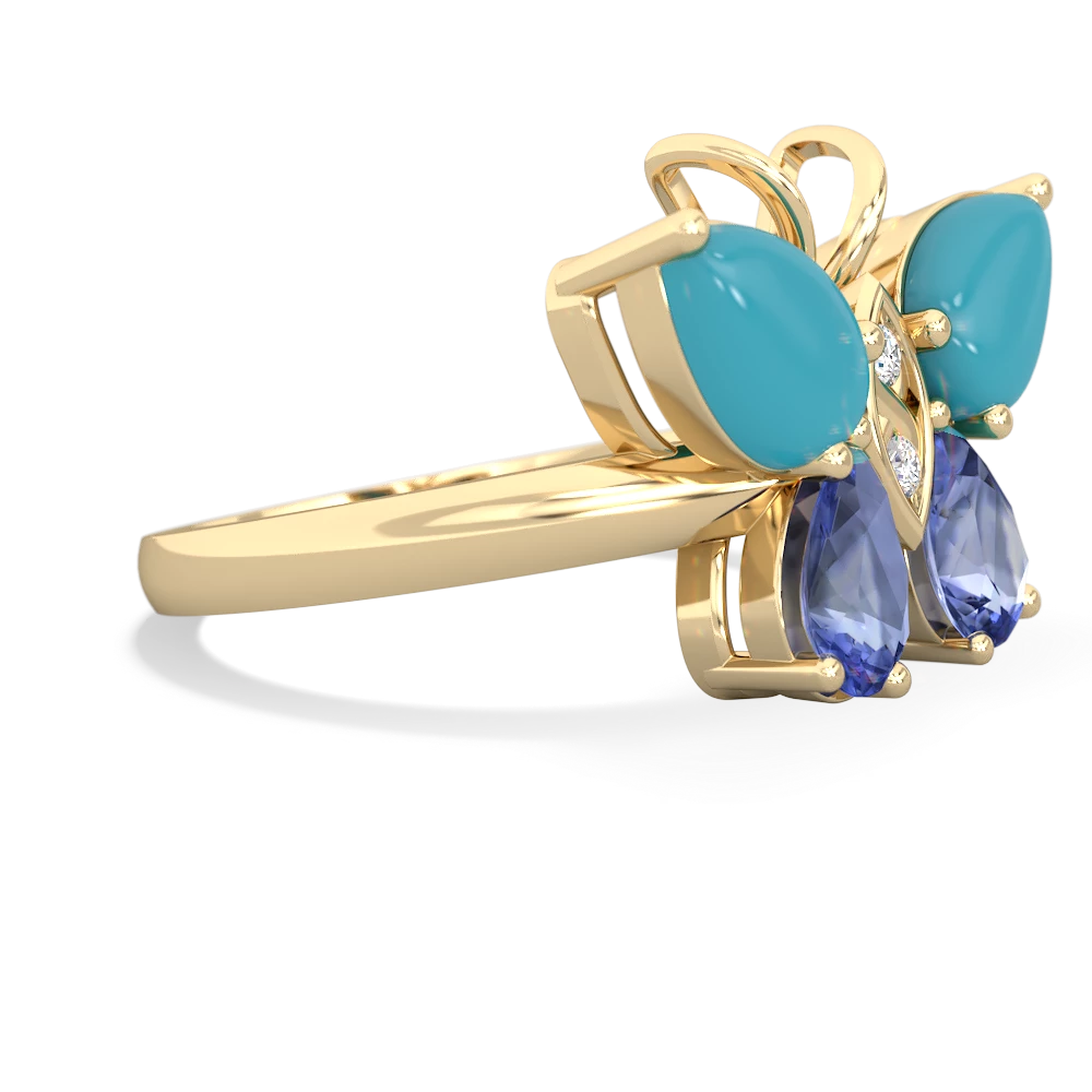 Turquoise Butterfly 14K Yellow Gold ring R2215