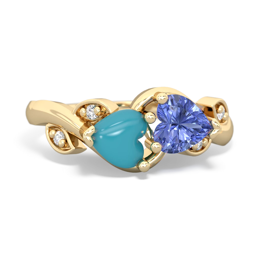 Turquoise Floral Elegance 14K Yellow Gold ring R5790