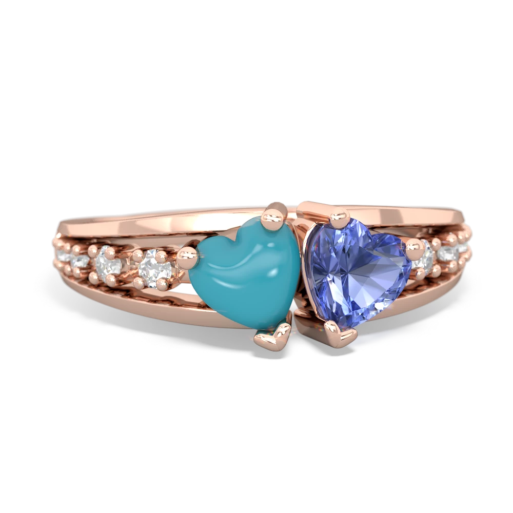 Turquoise Heart To Heart 14K Rose Gold ring R3342