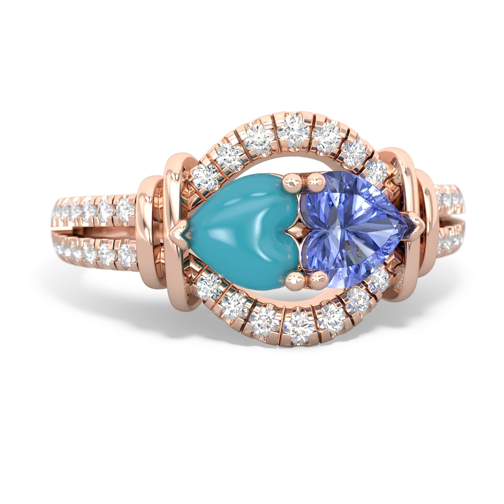 Turquoise Art-Deco Keepsake 14K Rose Gold ring R5630