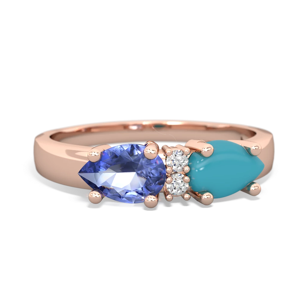 Turquoise Pear Bowtie 14K Rose Gold ring R0865