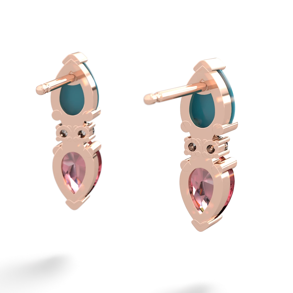 Turquoise Bowtie Drop 14K Rose Gold earrings E0865