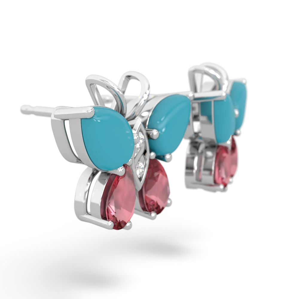 Turquoise Butterfly 14K White Gold earrings E2215