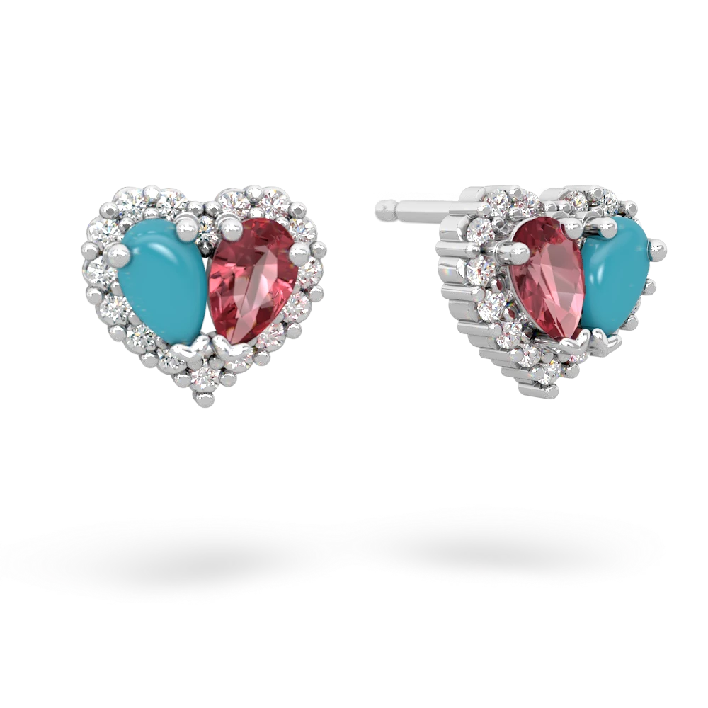 Turquoise Halo 14K White Gold earrings E7008