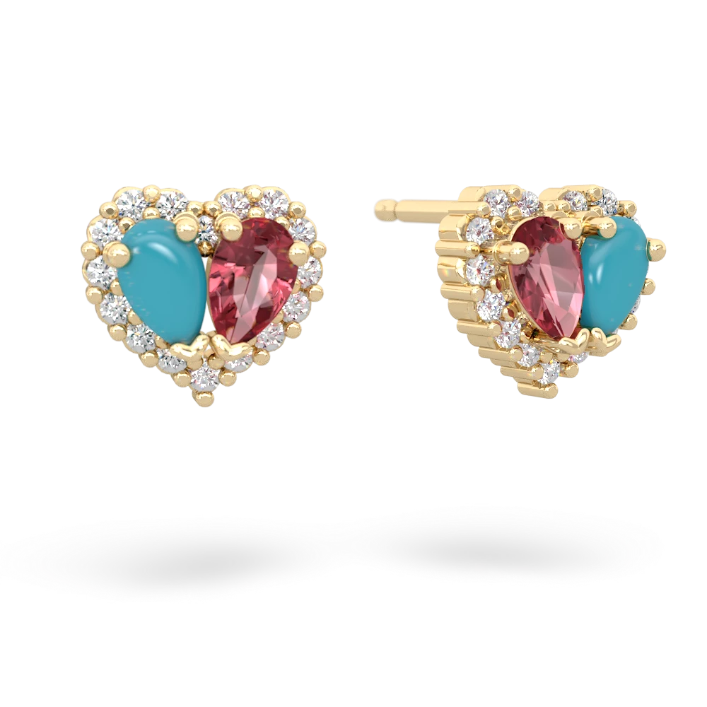 Turquoise Halo 14K Yellow Gold earrings E7008