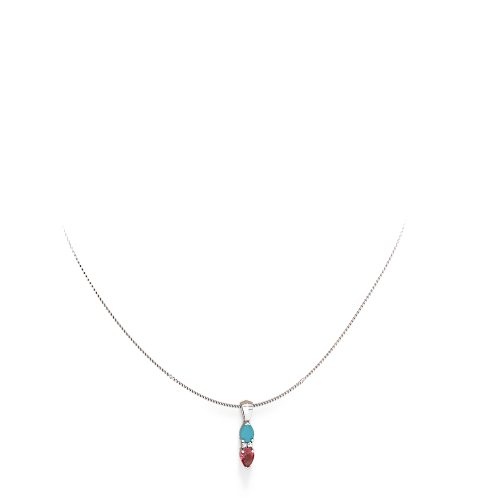 Turquoise Bowtie Drop 14K White Gold pendant P0865