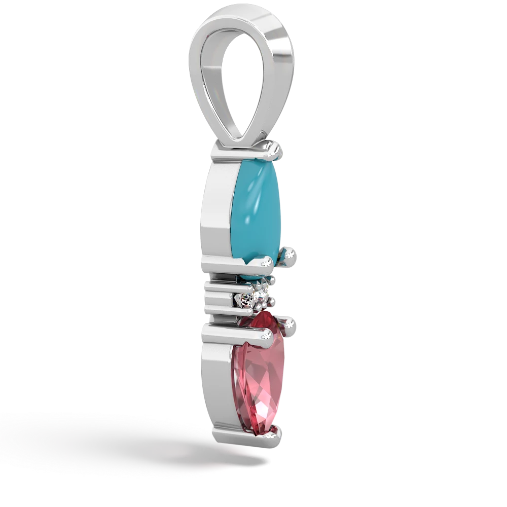 Turquoise Bowtie Drop 14K White Gold pendant P0865